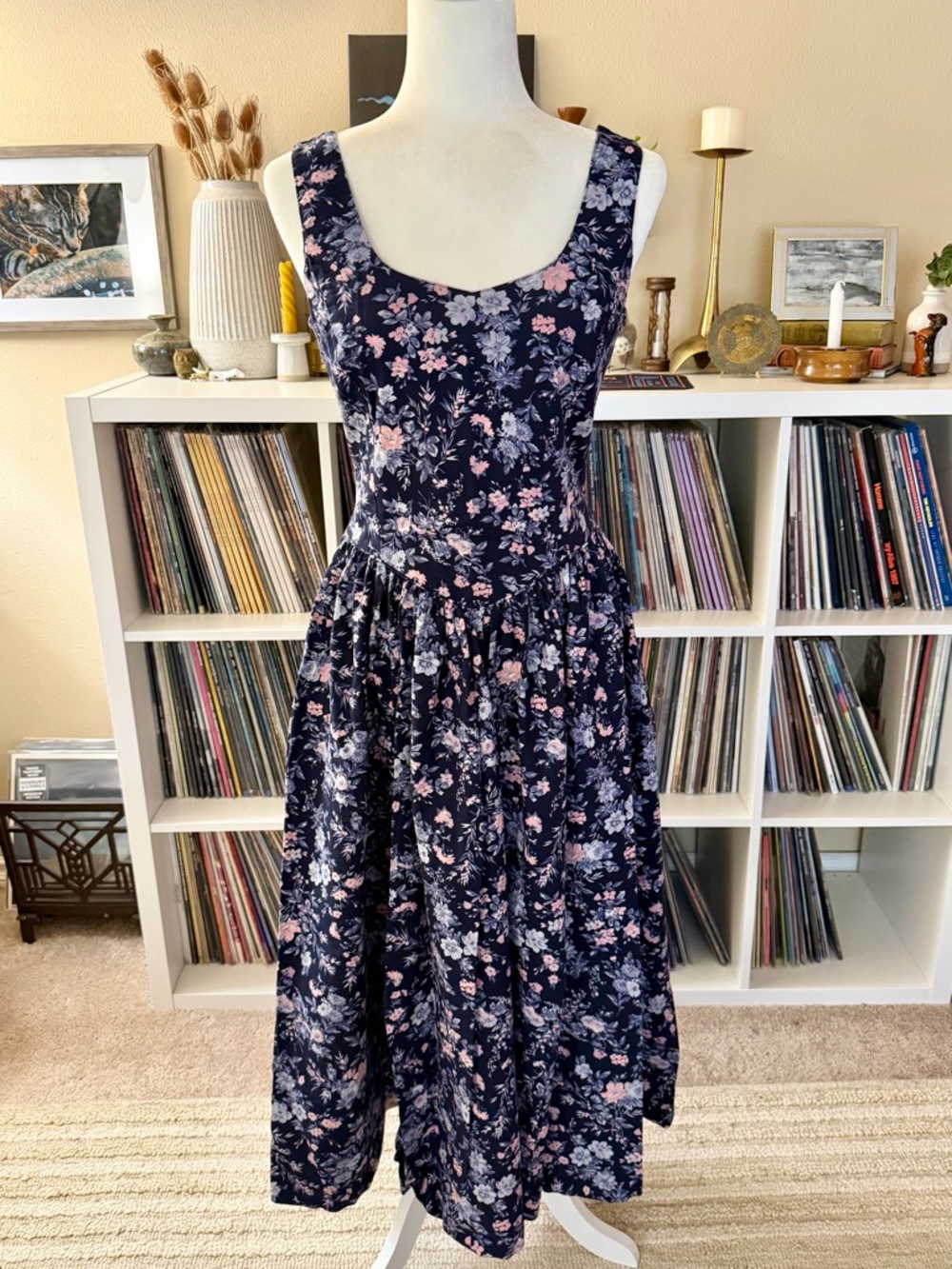 Vintage Laura Ashley Size 8 Floral Cotton Midi Sundress with Matching Bolero